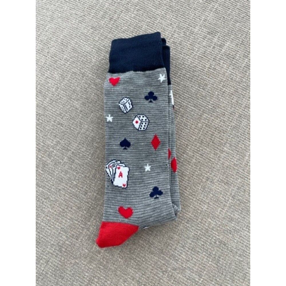 Men's 2 Pack Novelty Cards Dice, Stripes Crew Socks